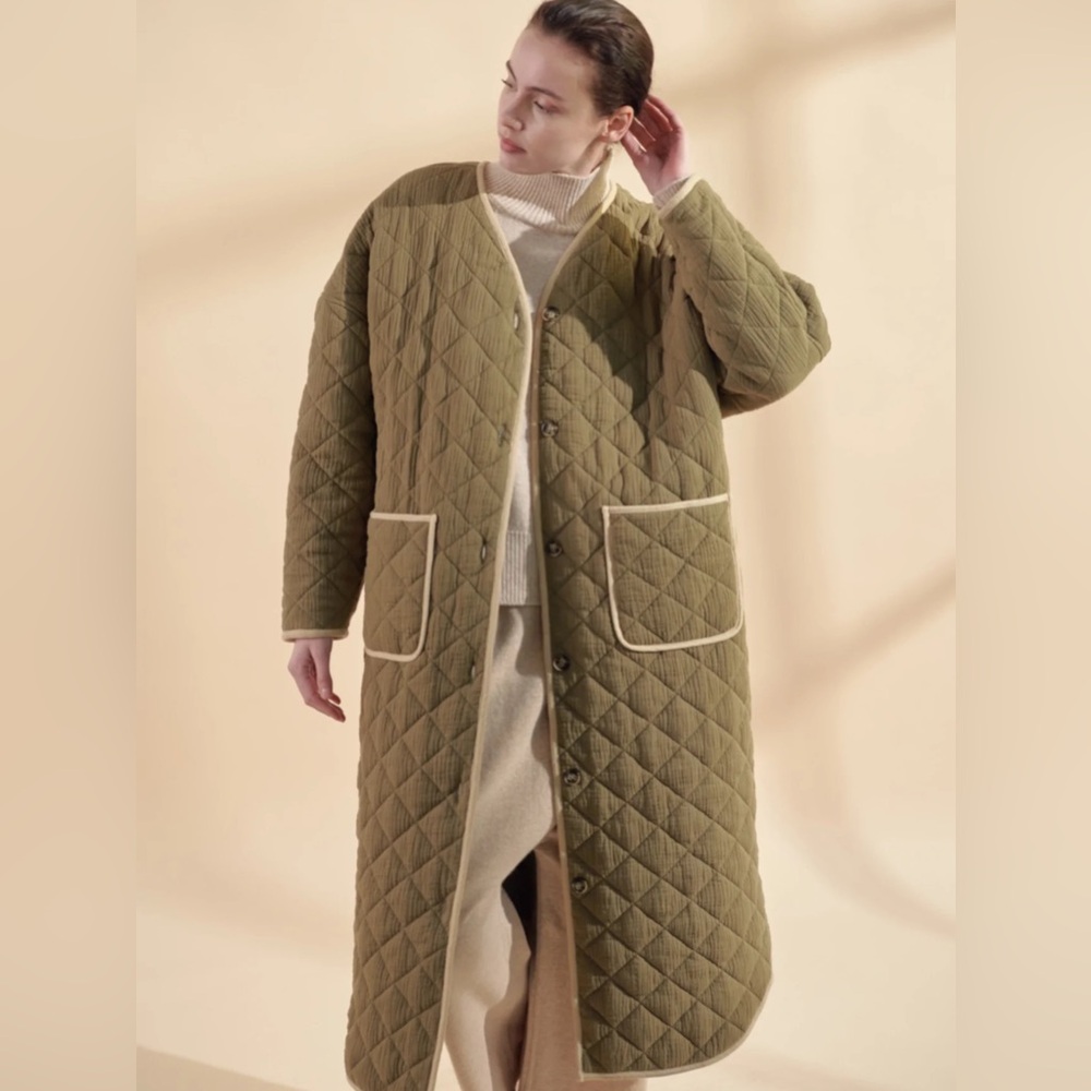 The Amente Button Down Quilted Coat Excellent Condition Size M/L - Picture 3 of 12